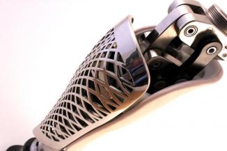 Bespoke Prosthetic Fairing - Link Pattern in Chrome and Leather